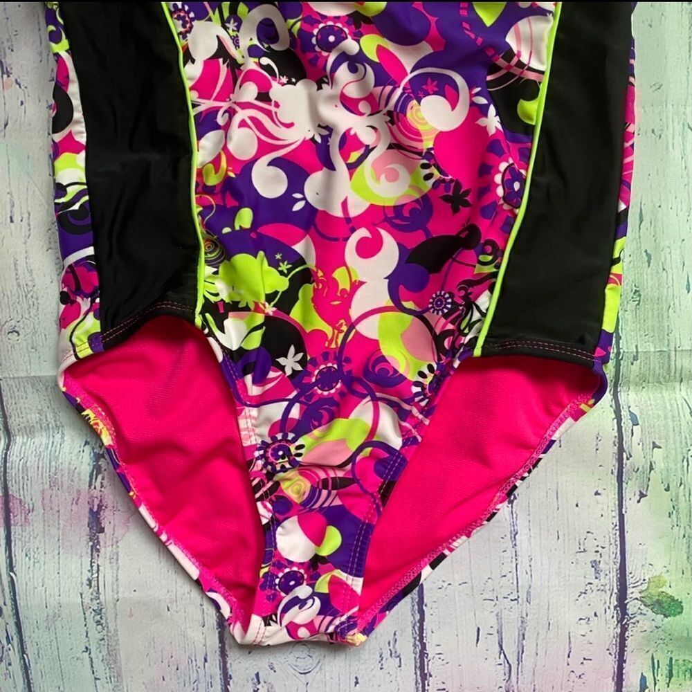 Wave Zone Neon Multicolor Racerback Race swimsuit - Picture 5 of 8